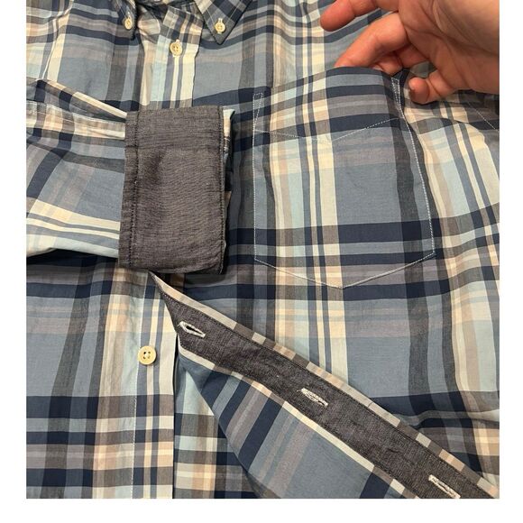 Tommy Hilfiger Plaid Button‑Down Shirt Slim Fit XXL • Fleet Blue • Fall Layering - Picture 9 of 13